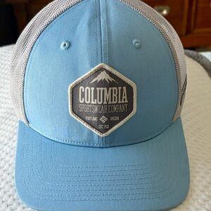 Columbia Unisex trucker mesh Snapback Hat Cap Patch Logo One Size Blue/white